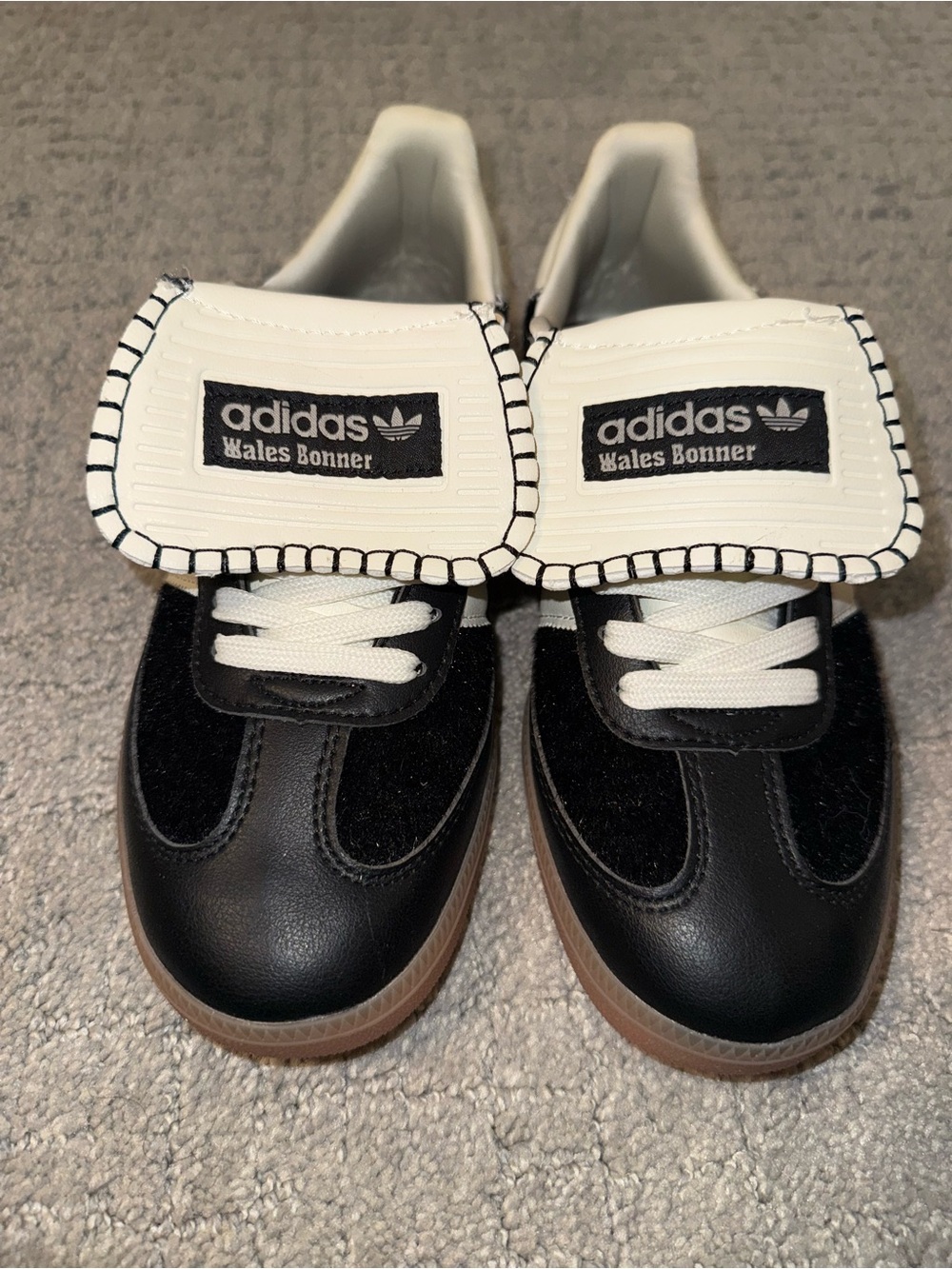 Wales Bonner Kids Black & White Sneakers with Gum Sole
